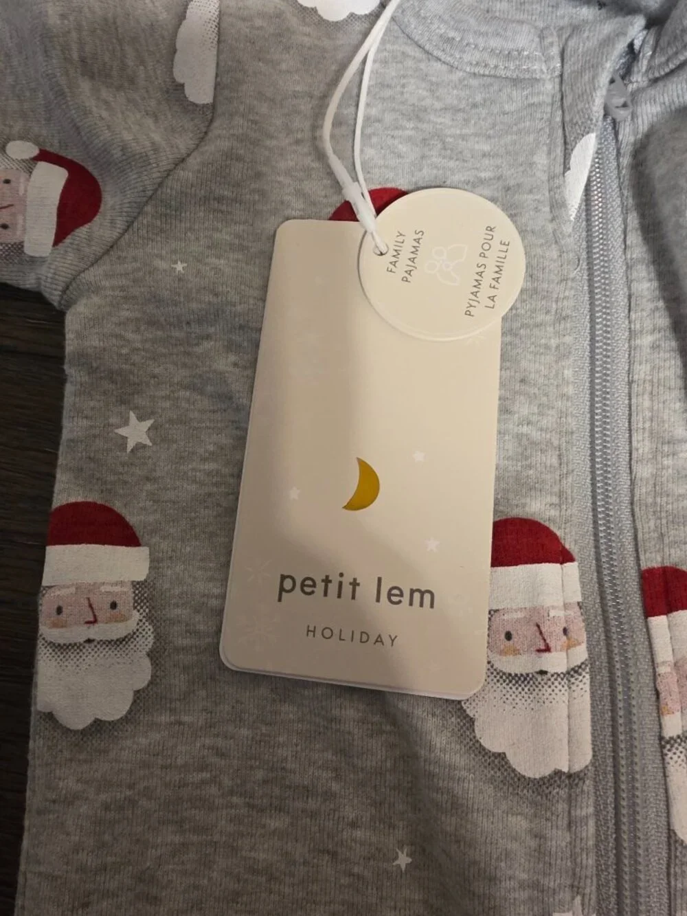 Petit Lem Santa Print Sleeper NWT 3M Heather Grey Christmas Baby Pajamas